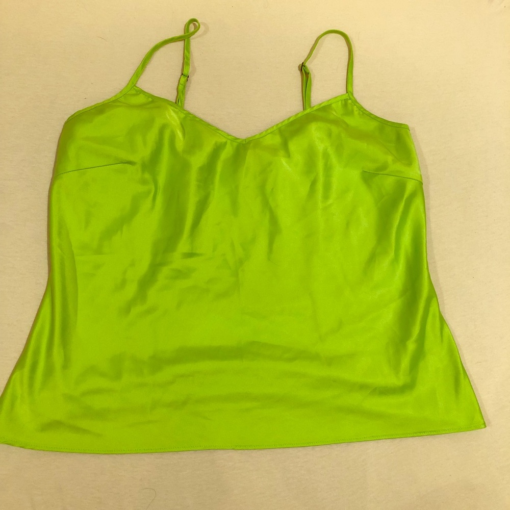 Neon green silk tank vintage